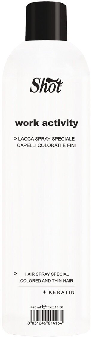 Лак-спрей WORK ACTIVITY мягкой фиксации SHOT для тонких и окрашенных волос 490 мл