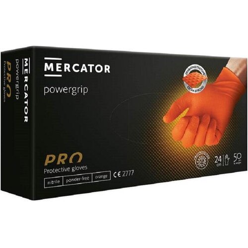 Перчатки одноразовые нитрил POWERGRIP ORANGE цв. оранжевый (25пар/уп)р. XXL