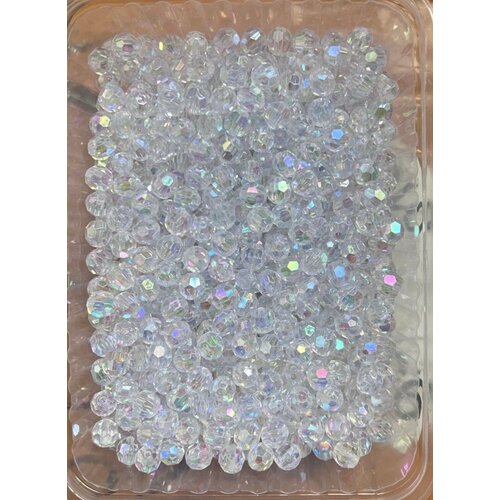 Акриловые граненые бусины 10 мм, белый перламутр, 900 штук в упаковке, 1 упаковка