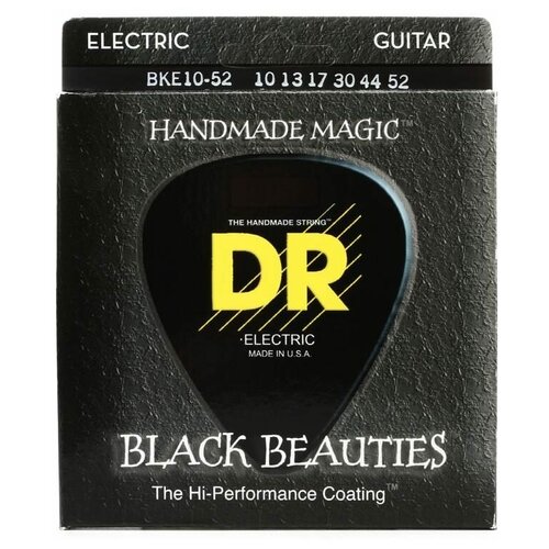 DR Strings BKE-10/52 Black Beauties Black Coated Electric 10-52 струны для электрогитары