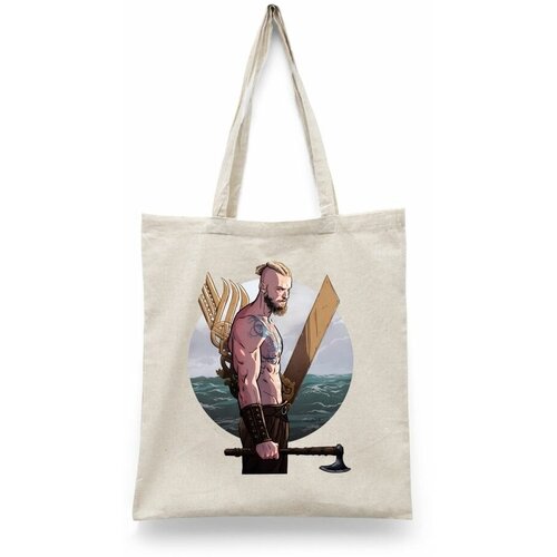 фото Сумка-шоппер унисекс каждому своё "викинги/vikings/сериал" черная