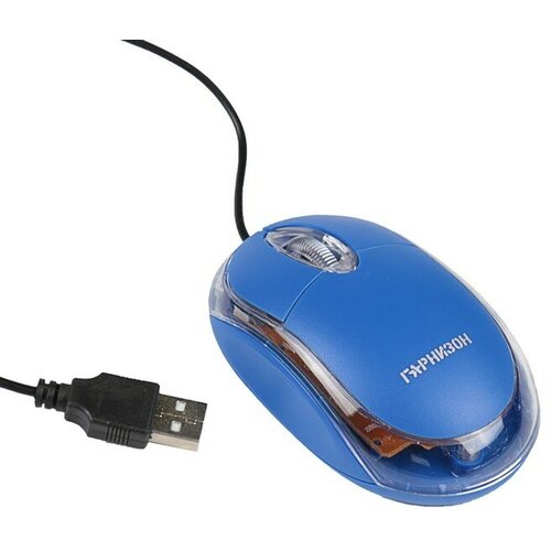 Мышь Гарнизон GM-100B проводная оптическая 1000 dpi USB чип- Х 115 м синяя 224500₽
