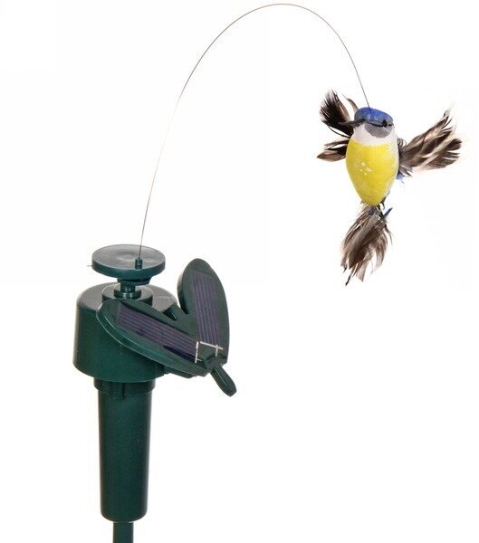 Садовая фигура для отпугивания птиц Летающая птичка 30см крутящий элемент, на солнечной батареи