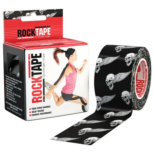 Кинезиотейп Rocktape 5 см х 5 м, Skull Black