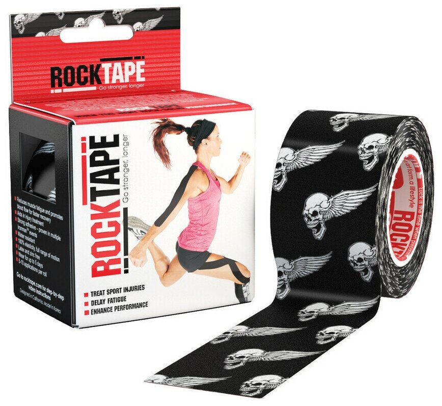 Кинезиотейп Rocktape 5 см х 5 м, Skull Black