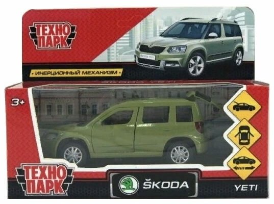 Машина металл "SKODA YETI",12см, открыв. двери, инерц, зеленый