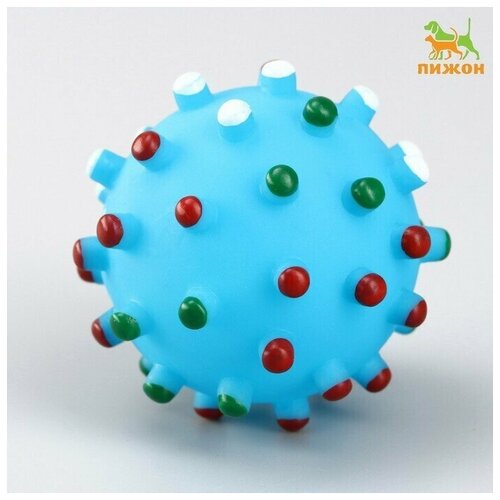 Игрушка пищащая "Бактерия" для собак, 6,3 см, голубая
