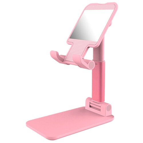 фото Gcr держатель настольный для смартфона или планшета, розовый с зеркалом , складной, с регулируемой высотой