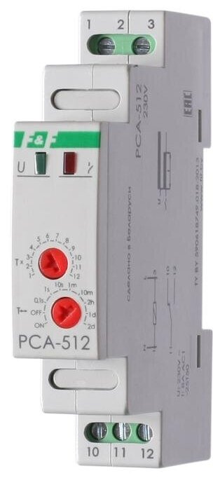Реле времени PCA-512 (задержка выкл. 230В 8А 1перекл. IP20 монтаж на DIN-рейке) F&F евроавтоматика EA02.001.001 (1 шт.)