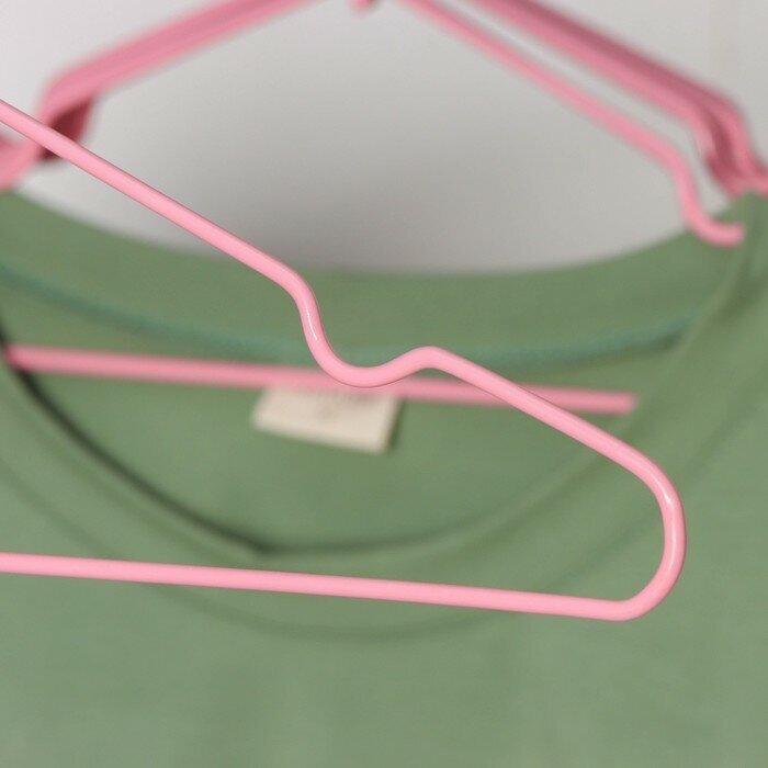Плечики - вешалки для одежды антискользящие детские, металлические с ПВХ покрытием, набор 10 шт, 29,5×16,5 см, цвет розовый