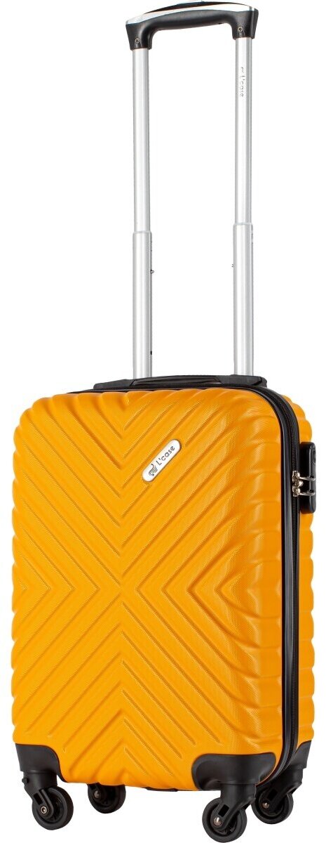 Чемодан на колесах Lcase New-Delhi. Маленький S, АВС пластик. Ручная кладь. Оранжевый дорожный чемодан на колесиках для путешествий и поездок.
