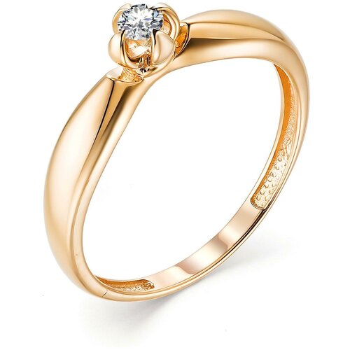фото Алькор кольцо с 1 бриллиантом из красного золота 13170-100, размер 16.5