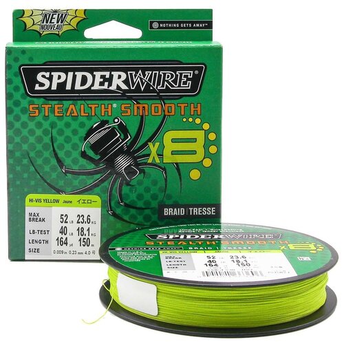 фото "плетеная леска spiderwire stealth smooth 8 braid ярко-желтая 150м 0,23мм 23,6кг"