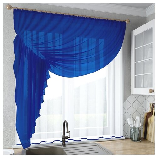фото Шторы для кухни sola "ромео", синий, левая