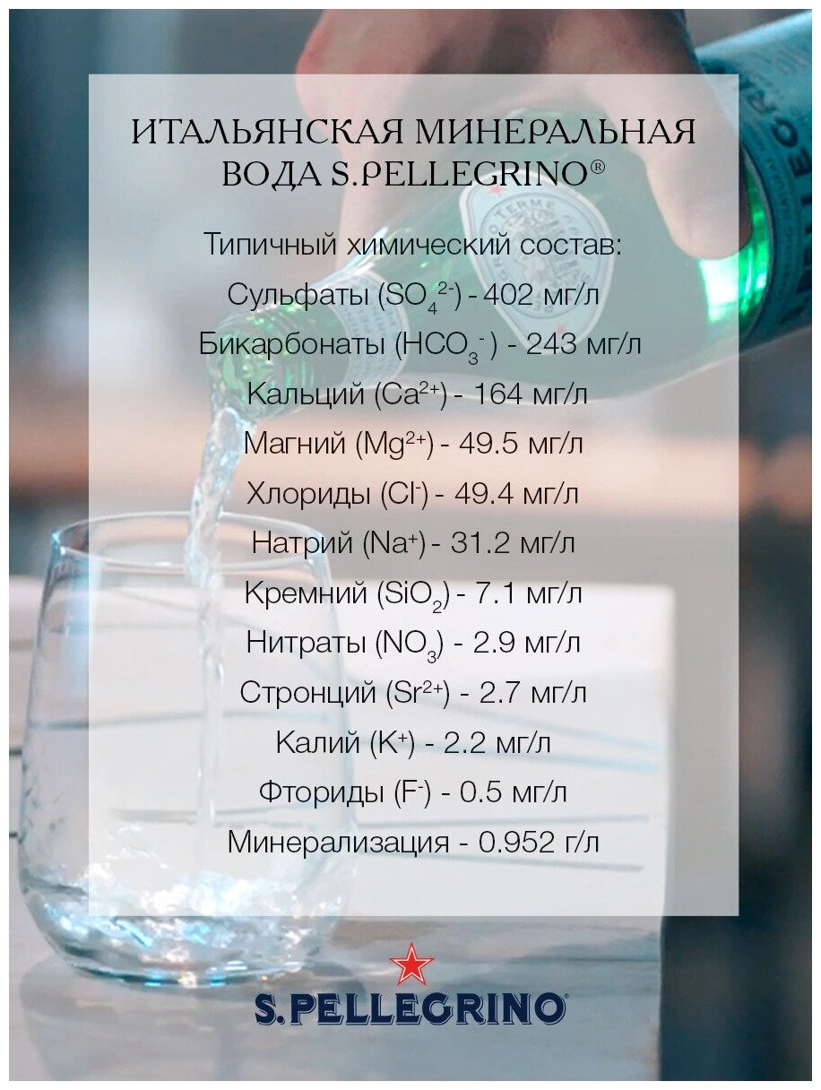 Минеральная вода S. Pellegrino газированная, стекло, 24 шт. по 0.5 л - фотография № 6