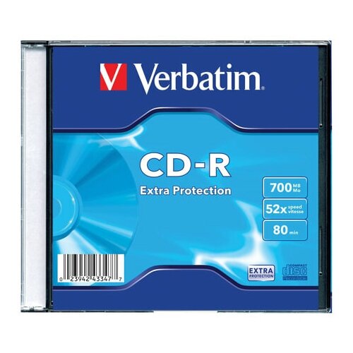 Оптический диск CD-R DL Verbatim 700Mb, 52х, slim case, 1шт. (510076)