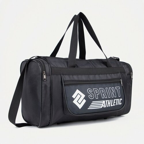 фото Сумка спортивная на молнии, 3 наружных кармана, цвет чёрный теропром