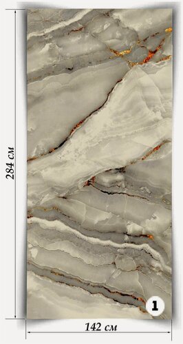 Изображение товара Гибкий мрамор Калакатта Грей, лист 142х284 см, 4,033 кв. м, толщина 2 мм, подходит для наружной и внутренней отделки, экологичный, состоит из натуральной мраморной кроошки