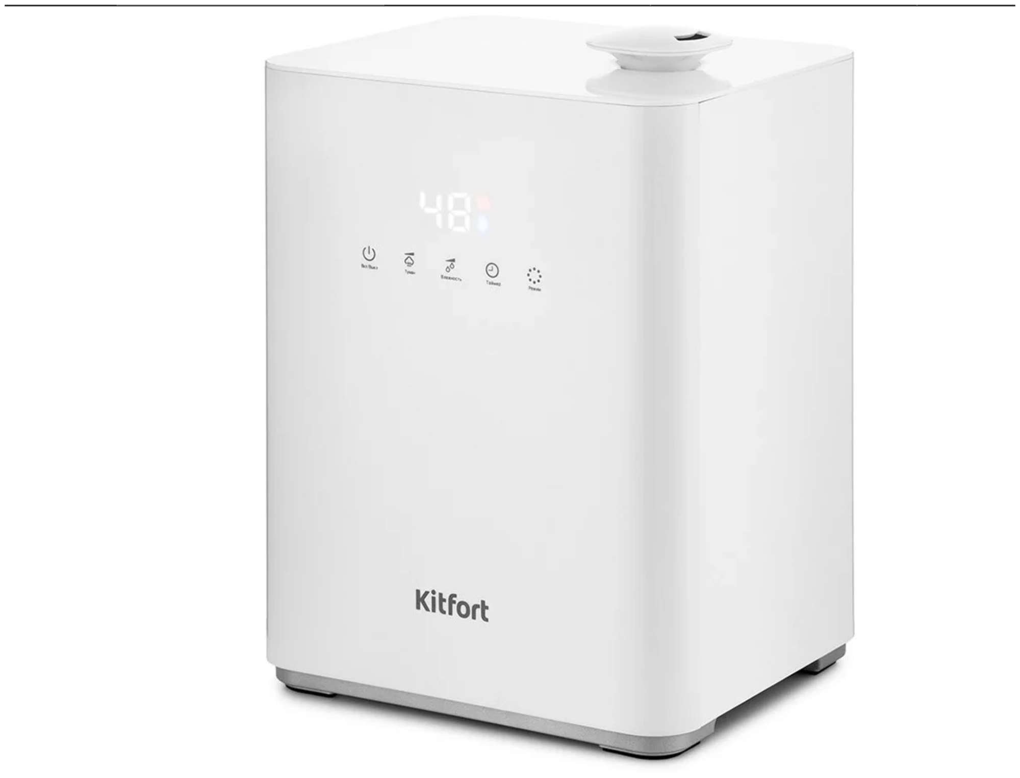 Увлажнитель воздуха Kitfort KT, таймер, гигростат, регулировка скорости вентилятора, дисплей, предварительный нагрев воды