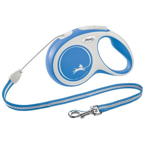 Flexi тросовый поводок-рулетка для собак, синий, New Comfort, S 8 м/12 кг