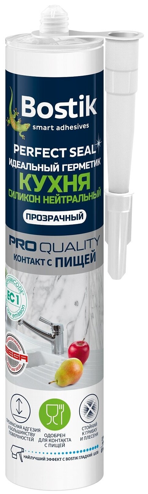 Идеальный силиконовый герметик Bostik Perfect Seal Кухня нейтральный прозрачный 280 мл ВОК638578 16178343