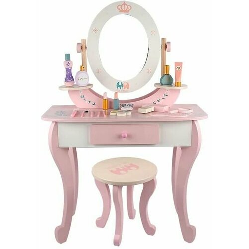 Туалетный столик для девочки, трельяж для детей, трюмо деревянное для девочки игровое трюмо для девочки туалетный столик со стульчиком 8221с