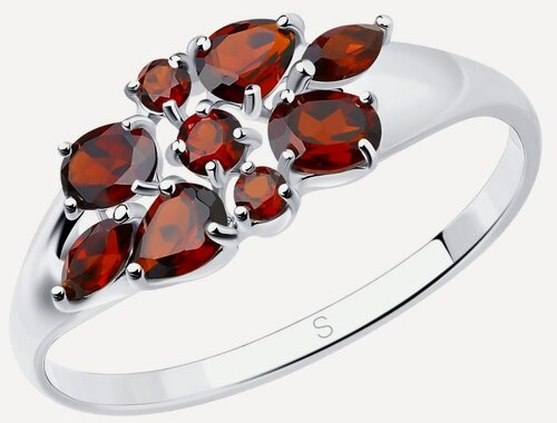 Изображение товара Кольцо, серебро, 925 проба, родирование, гранат