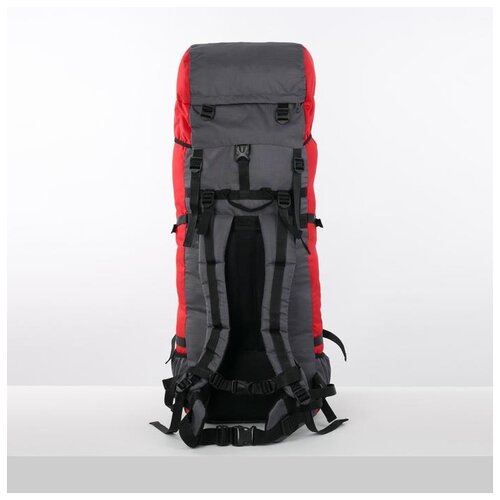 Рюкзак туристический Taif 90 л, отдел на шнурке, наружный карман, 2 сетки, серый-красный