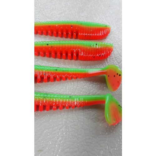 Силиконовая приманка мягкая Аваруна (Easy Shad) 100мм (5шт) Арбуз (Arbuz).