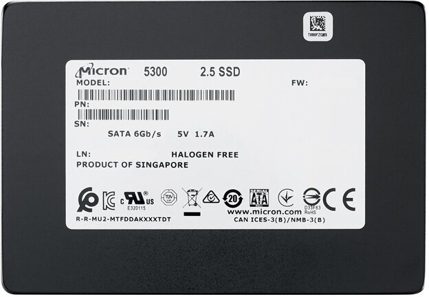 Твердотельный накопитель Micron 5300 MAX 960 ГБ SATA MTFDDAK960TDT-1AW1ZABYY Crucial - фото №2