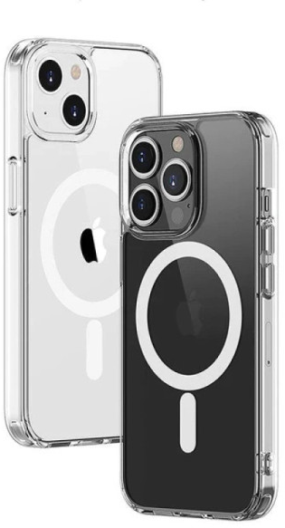 Чехол для iPhone 13 Pro с поддержкой MagSafe/ магсейф на Айфон 13 про для использования магнитных аксессуаров, противоударный, прозрачный