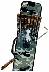 Набор шампуров "Мечта охотника" в чехле, 6шт, 40см, шампуры с деревянной ручкой, кочерга, нож