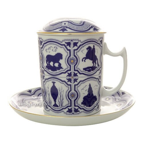 Бокал с крышечкой и блюдцем форма Снежное утро рисунок Сувенир Императорский фарфоровый завод 4391₽