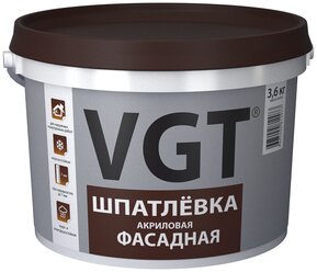 Шпатлевка VGT акриловая фасадная, белый, 3.6 кг