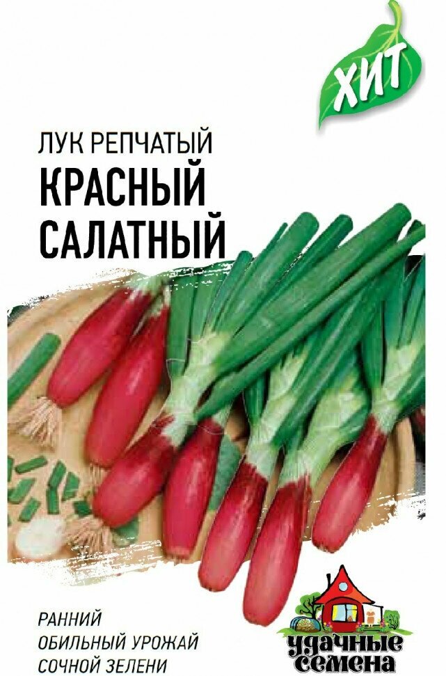 Удачные семена Лук репчатый Красный салатный, на зелень ХИТ х3 , 0,5 грамм