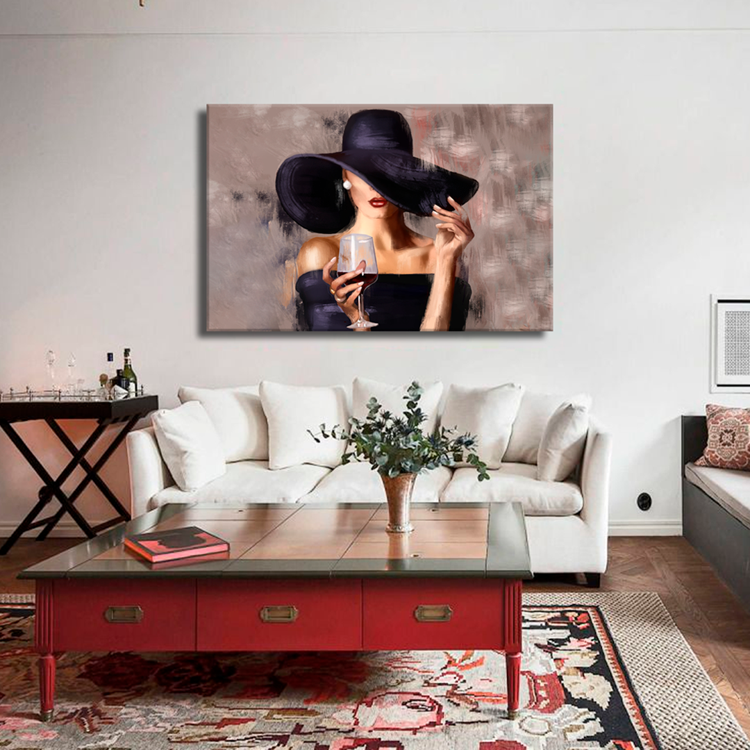 Картина интерьерная на холсте Art.home24 Девушка в шляпе, 50 x 70
