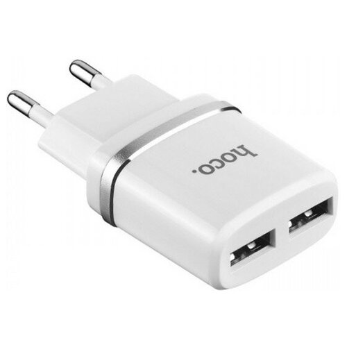 фото Зарядное устройство hoco c12 smart 2xusb + micro usb white