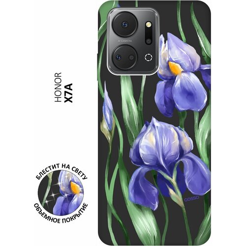 Матовый Soft Touch силиконовый чехол на Honor X7a, Хонор Х7а с 3D принтом Amazing Irises черный матовый soft touch силиконовый чехол на honor 70 хонор 70 с 3d принтом amazing irises черный