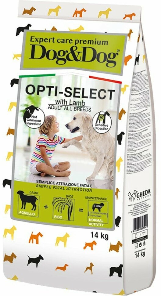 Dog&Dog Expert Premium Opti-Select сухой корм для взрослых собак с ягненком - 14 кг