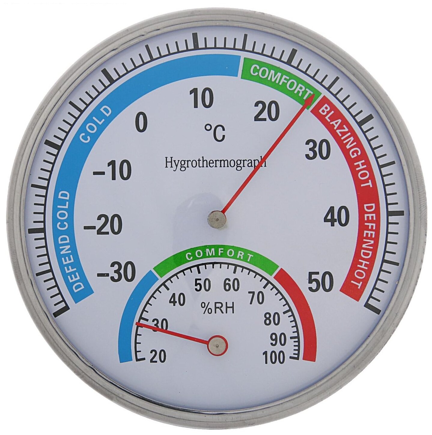 Термометр уличный, механический, гигрометр, круглый, металл