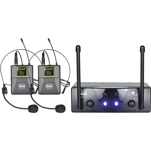 don music dm 202 pt 10 беспроводная радиосистема в комплекте с двумя головными гарнитурами Xline MD-262A-B Радиосистема двухканальная c двумя поясными передатчиками, фикс. частота