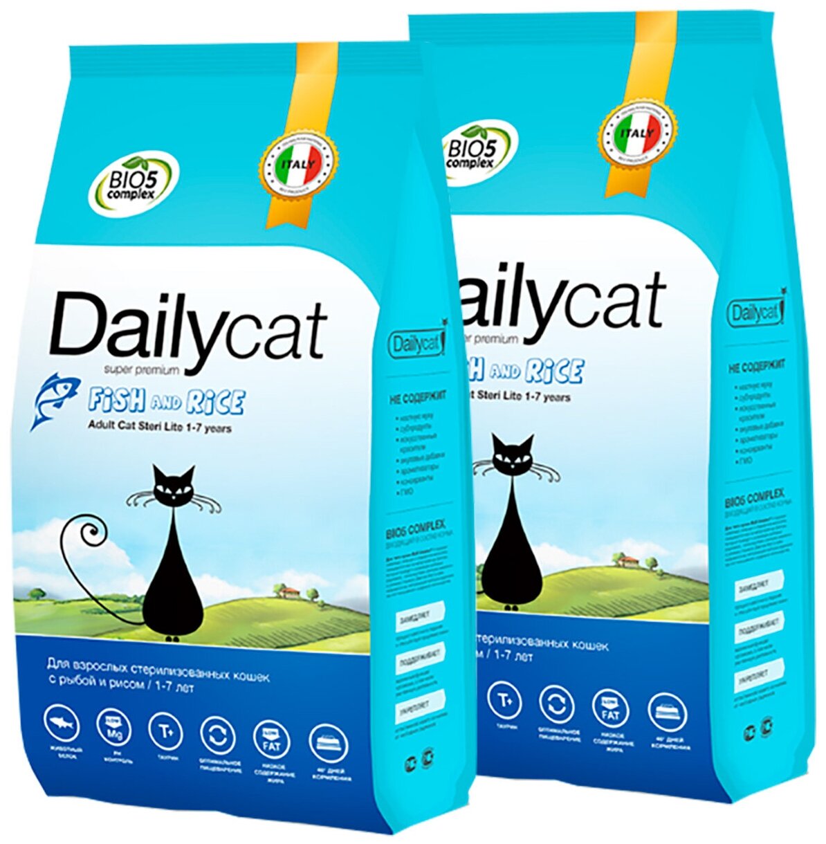 Сухой корм Dailycat ADULT Steri Lite Fish and Rice для взрослых стерилизованных кошек с рыбой и рисом - 3кг