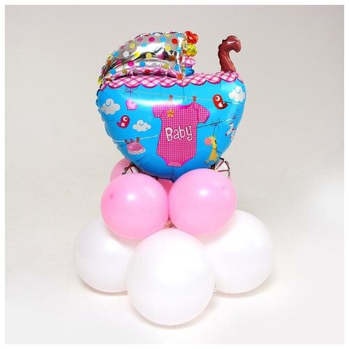 фото Букет из шаров "коляска. ура девочка.", фольга, латекс, набор 9 шт. 5477867 страна карнавалия