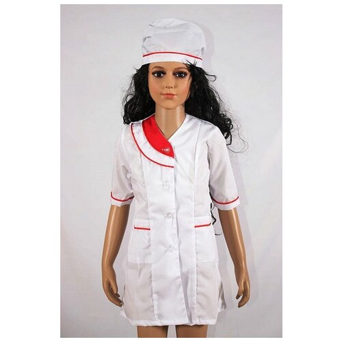 Детский костюм врача для девочки МХ-КС32 7723 30-32/116-122 халат медицинский тиси лагуна персиковый 54