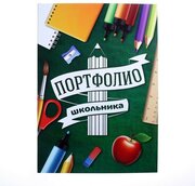 Портфолио в папке с креплением 'Портфолио школьника', 6 листов, 21,5 х 30 см