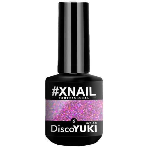 Светоотражающий гель лак XNAIL DISCO YUKI с хлопьями юки, 15 мл, №06