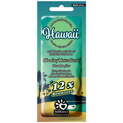 SolBianca Крем Hawaii для Загара в Солярии с Маслом Зародышей Пшеницы, Маслом Оливы, Экстрактом Крапивы и Бронзаторами (12), 15 мл