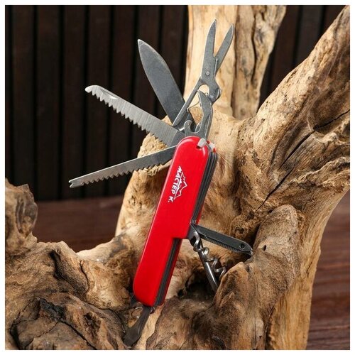 брелок нож складной туристический с карабином для ключей автомобиля мультитул Нож швейцарский Деймос 11в1 красный, снаряжение для туризма, для охоты