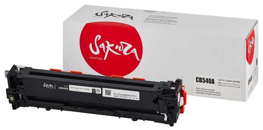 Картридж CB540A для HP Color LaserJet CP1215, CM1312, CP1515n, CM1312nfi Sakura черный