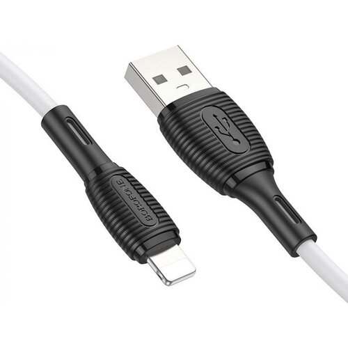 Кабель USB BOROFONE BX86 silicone для Lightning, 2.4A, длина 1м, белый кабель iphone lightning borofone bx86 2 4a 1m черный